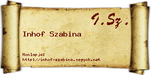 Inhof Szabina névjegykártya